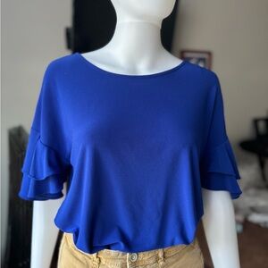 INC Blue Ruffle Sleeve Blouse
